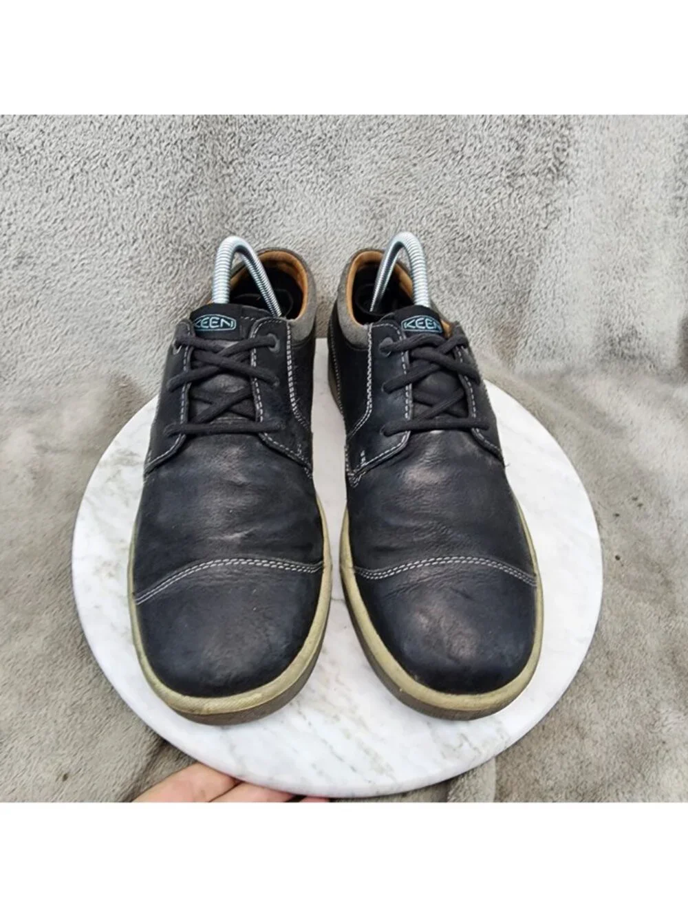 Keen Shoes Mens Size 8 Glenhaven Black Leather Lace Up Sneaker *Read*